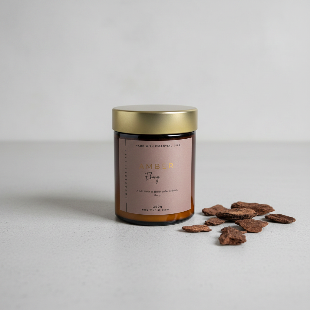 Amber Ebony Candle - Dark Wood Chips
