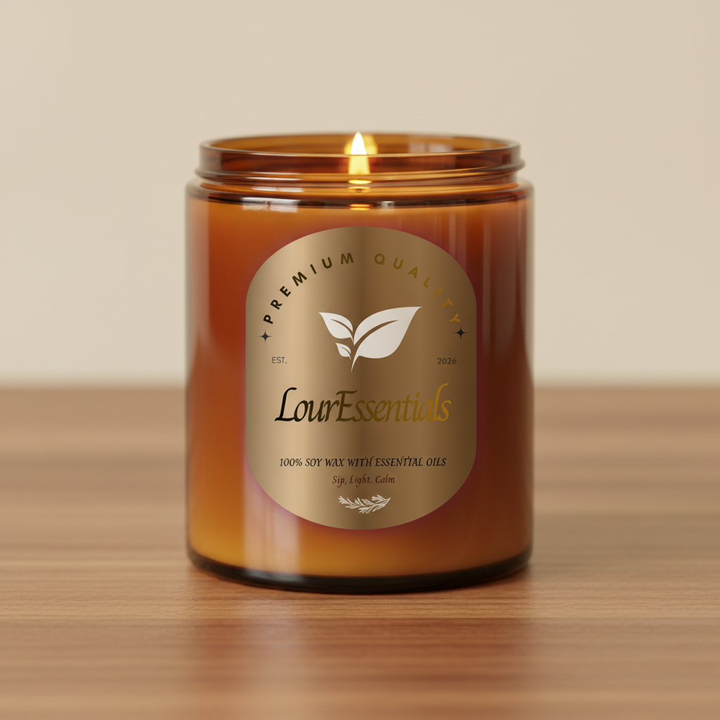 LourEssentials Bronze Gold Candle Mockup